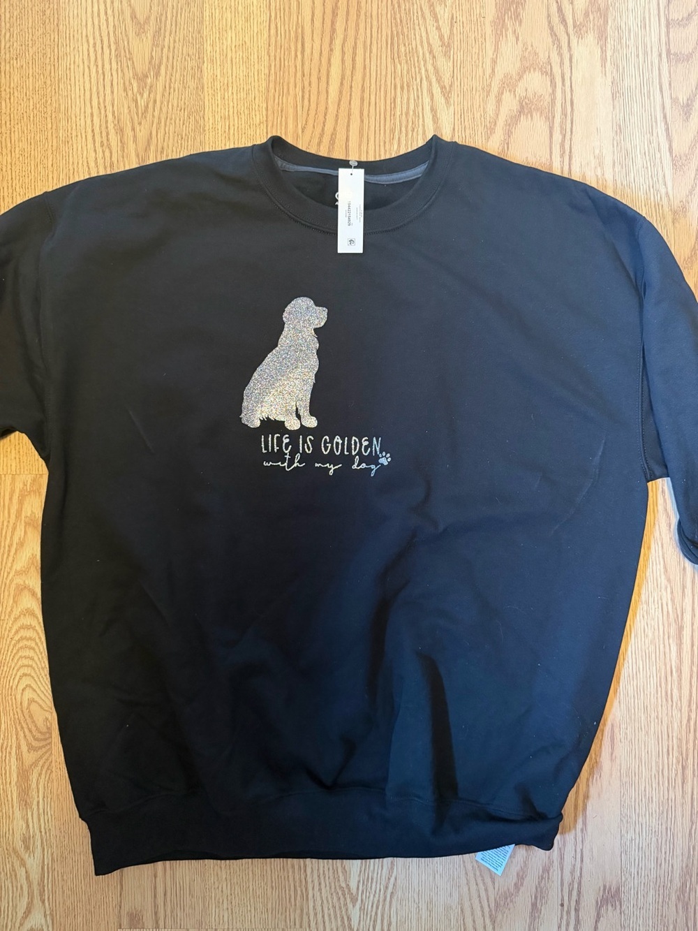 Life Is Golden Dog Graphic Sweatshirt - Black Size XL